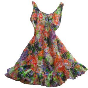 VTG babydoll semi sheer floral night gown/ dress